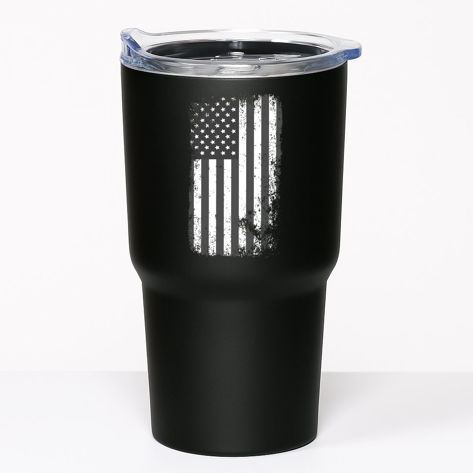 Grey Style Vintage torn USA American Flag Tumbler