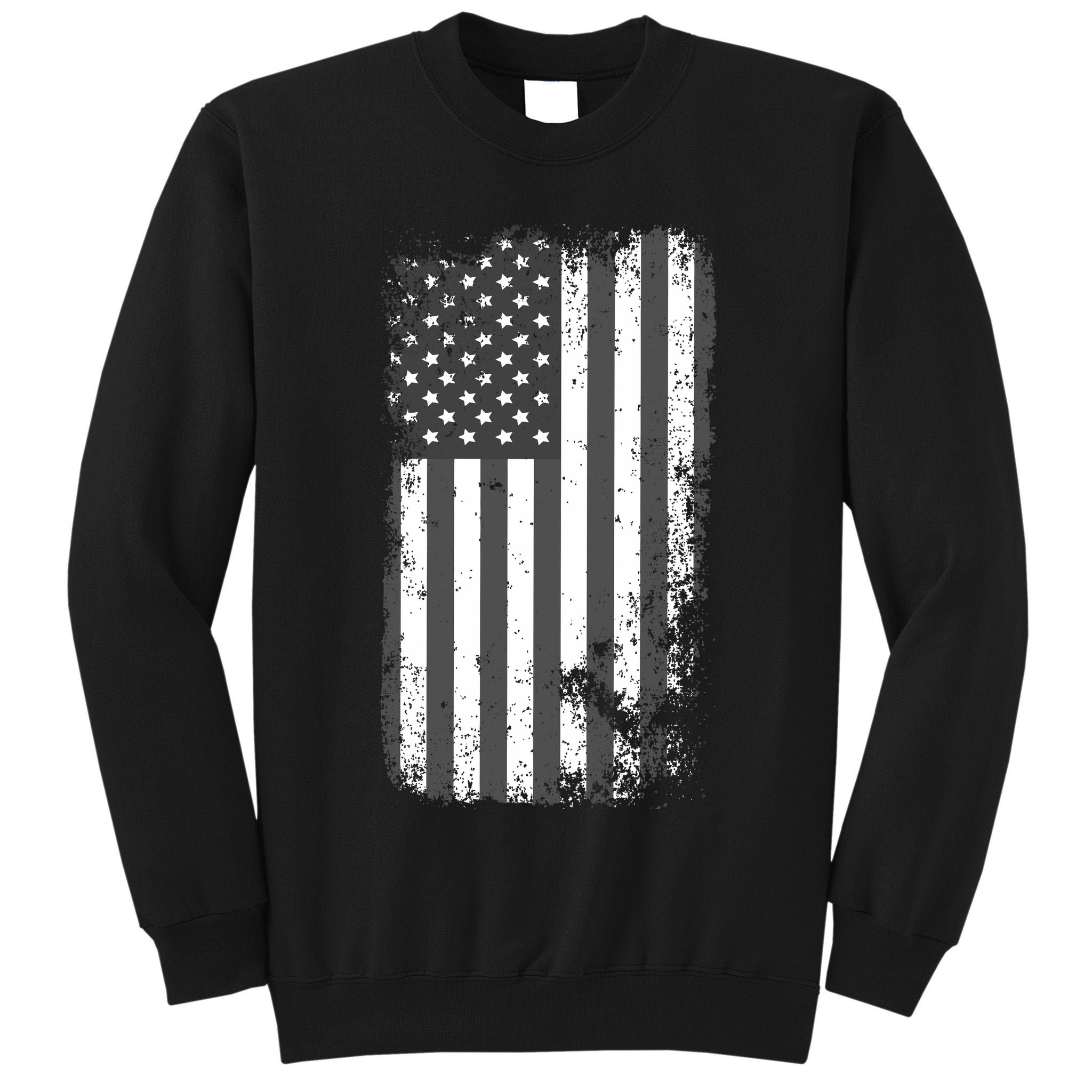 Grey Style Vintage torn USA American Flag Tall Sweatshirt