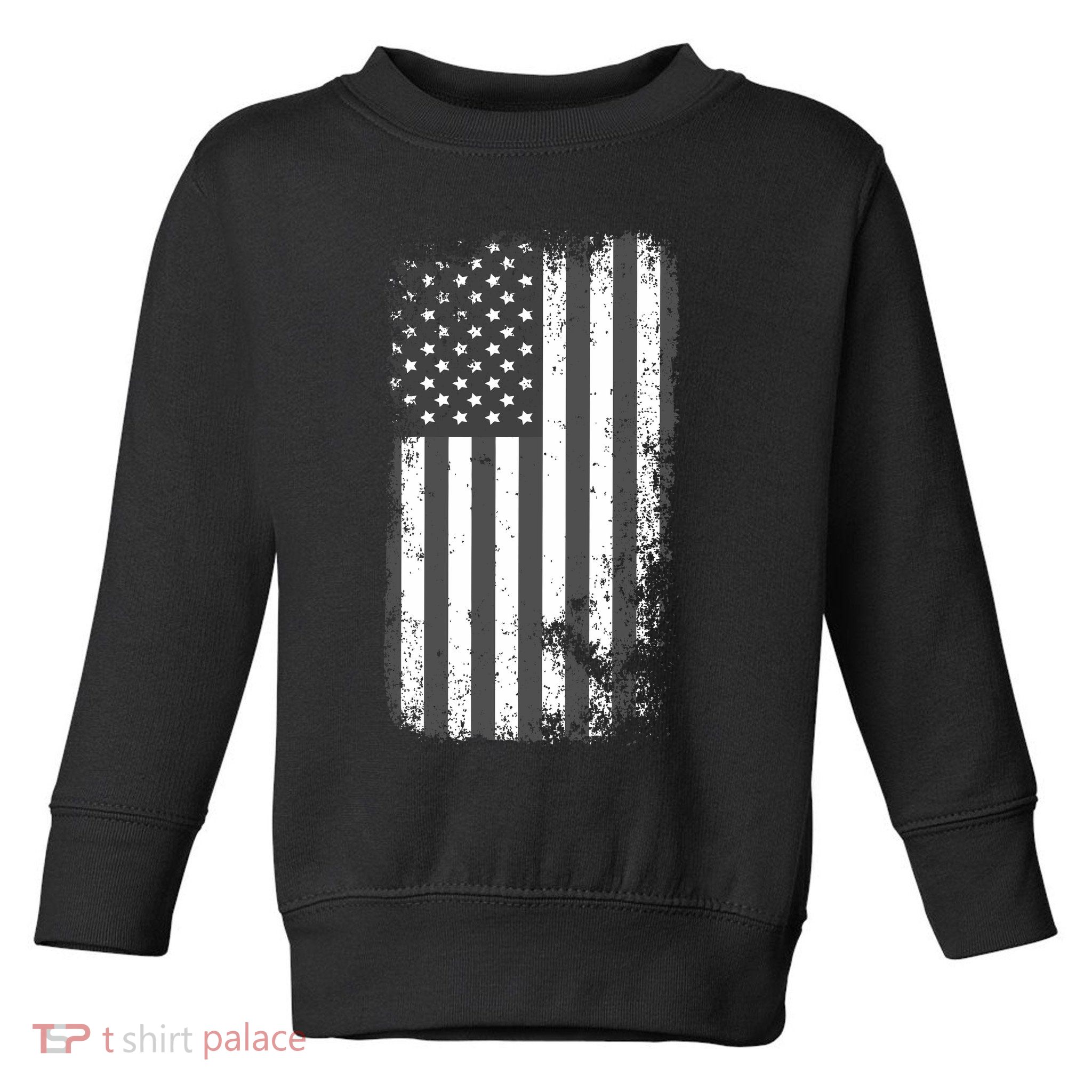 Grey Style Vintage torn USA American Flag Toddler Sweatshirt
