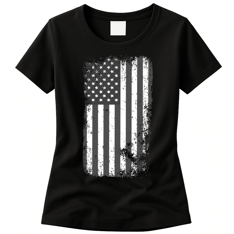 Grey Style Vintage torn USA American Flag Womens T-Shirt