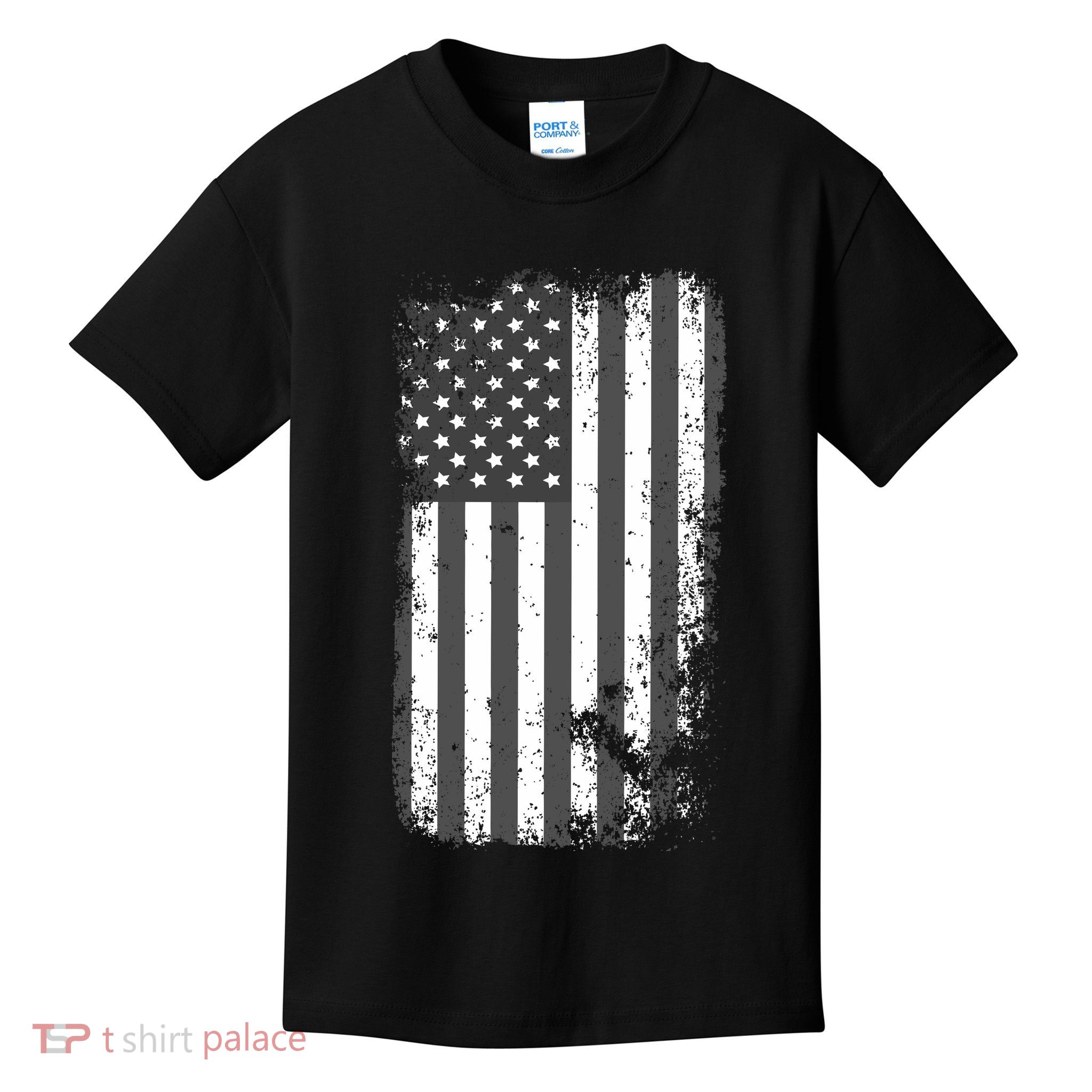 Grey Style Vintage torn USA American Flag Kids T-Shirt