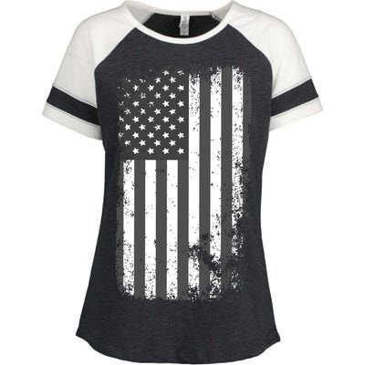 Grey Style Vintage torn USA American Flag Enza Ladies Jersey Colorblock Tee