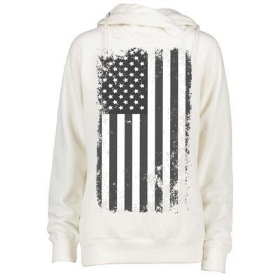 Grey Style Vintage torn USA American Flag Womens Funnel Neck Pullover Hood