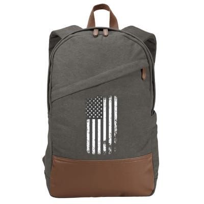 Grey Style Vintage torn USA American Flag Cotton Canvas Backpack