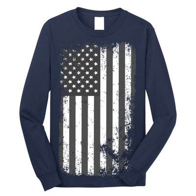 Grey Style Vintage torn USA American Flag Long Sleeve Shirt