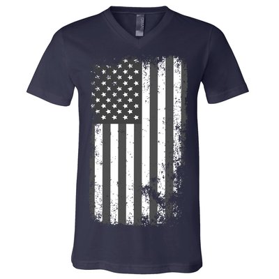 Grey Style Vintage torn USA American Flag V-Neck T-Shirt