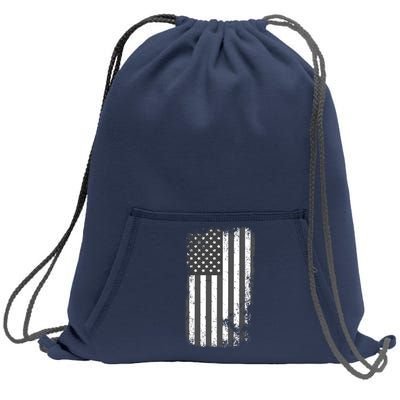 Grey Style Vintage torn USA American Flag Sweatshirt Cinch Pack Bag