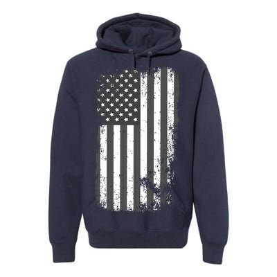 Grey Style Vintage torn USA American Flag Premium Hoodie