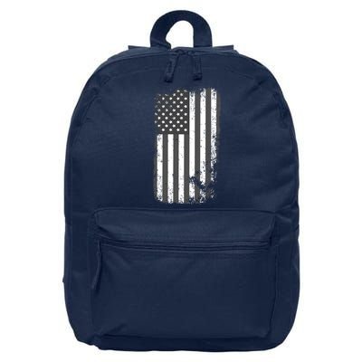 Grey Style Vintage torn USA American Flag 16 in Basic Backpack