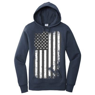 Grey Style Vintage torn USA American Flag Women's Pullover Hoodie