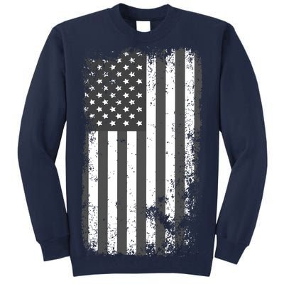 Grey Style Vintage torn USA American Flag Tall Sweatshirt