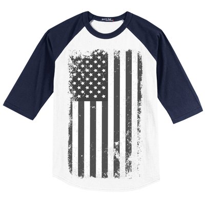 Grey Style Vintage torn USA American Flag Baseball Sleeve Shirt