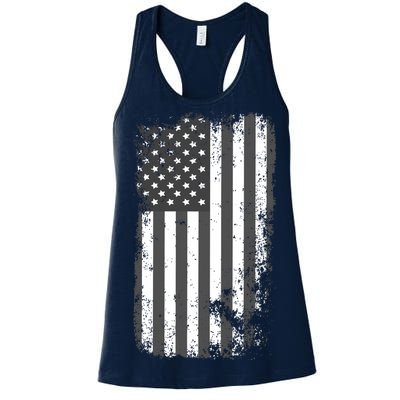 Grey Style Vintage torn USA American Flag Women's Racerback Tank