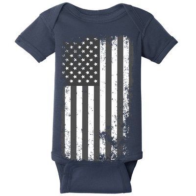 Grey Style Vintage torn USA American Flag Baby Bodysuit