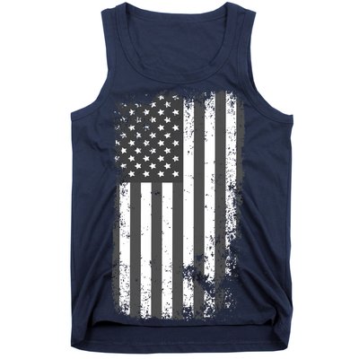 Grey Style Vintage torn USA American Flag Tank Top