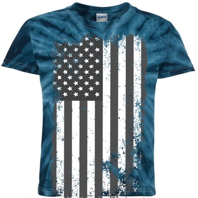 Grey Style Vintage torn USA American Flag Kids Tie-Dye T-Shirt