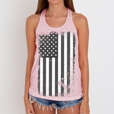 Grey Style Vintage torn USA American Flag Women's Knotted Racerback Tank