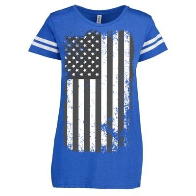 Grey Style Vintage torn USA American Flag Enza Ladies Jersey Football T-Shirt