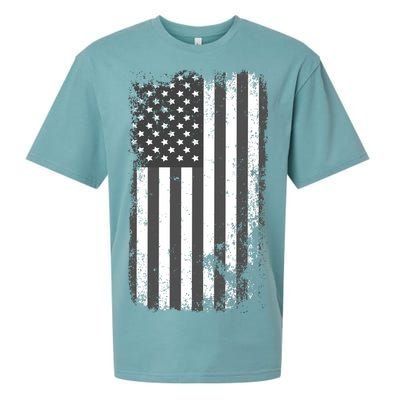 Grey Style Vintage torn USA American Flag Sueded Cloud Jersey T-Shirt