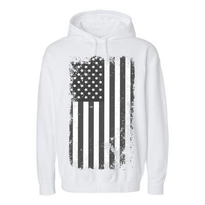 Grey Style Vintage torn USA American Flag Garment-Dyed Fleece Hoodie