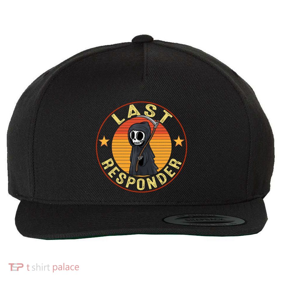 Grim Reaper Funny Dark Meme Mortician Last Responder Vintage Wool Snapback Cap