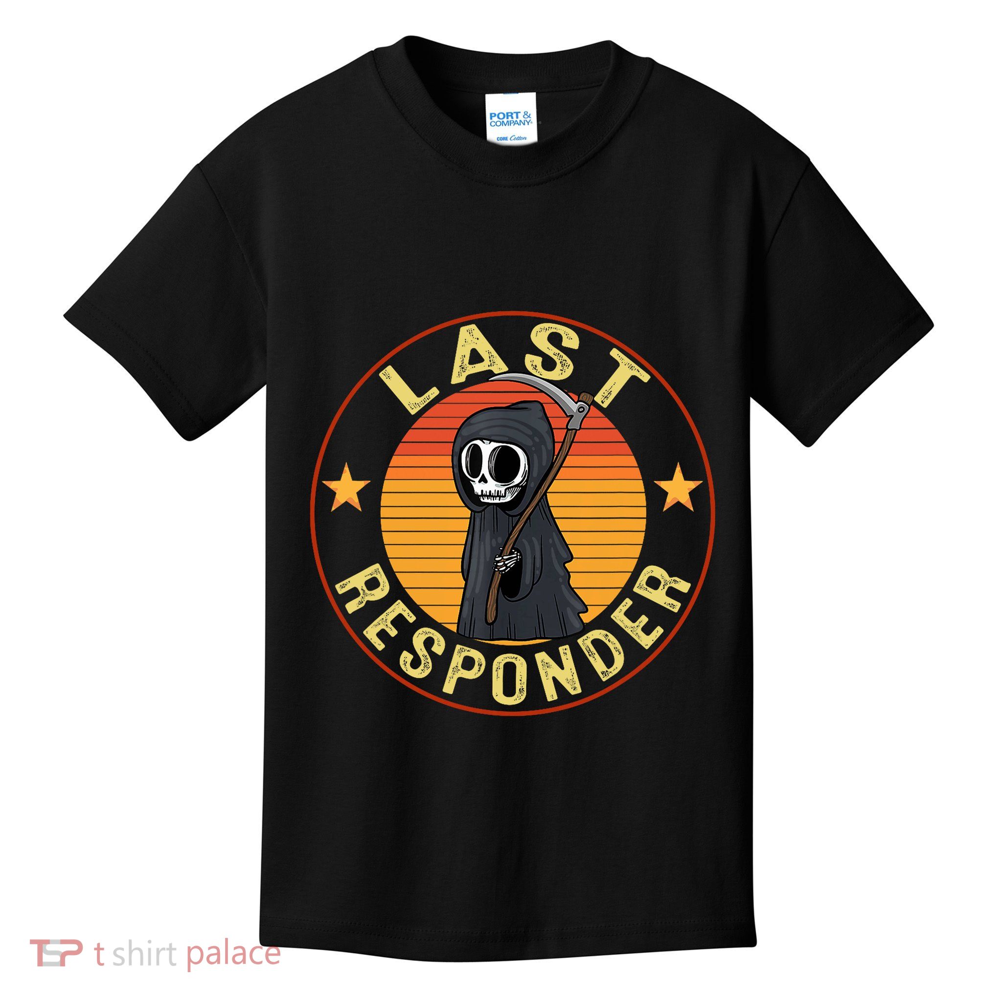 Grim Reaper Funny Dark Meme Mortician Last Responder Vintage Kids T-Shirt
