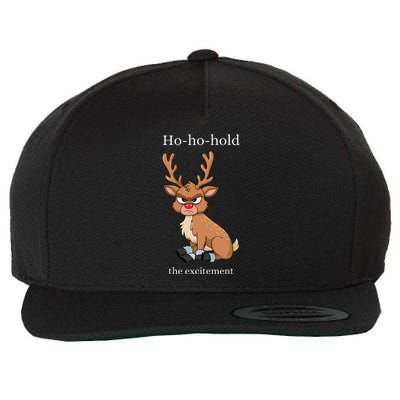 Grumpy Reindeer Funny Merry Christmas Red Nose Excitement Wool Snapback Cap