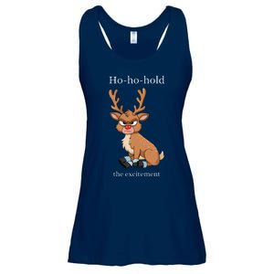 Grumpy Reindeer Funny Merry Christmas Red Nose Excitement Ladies Essential Flowy Tank