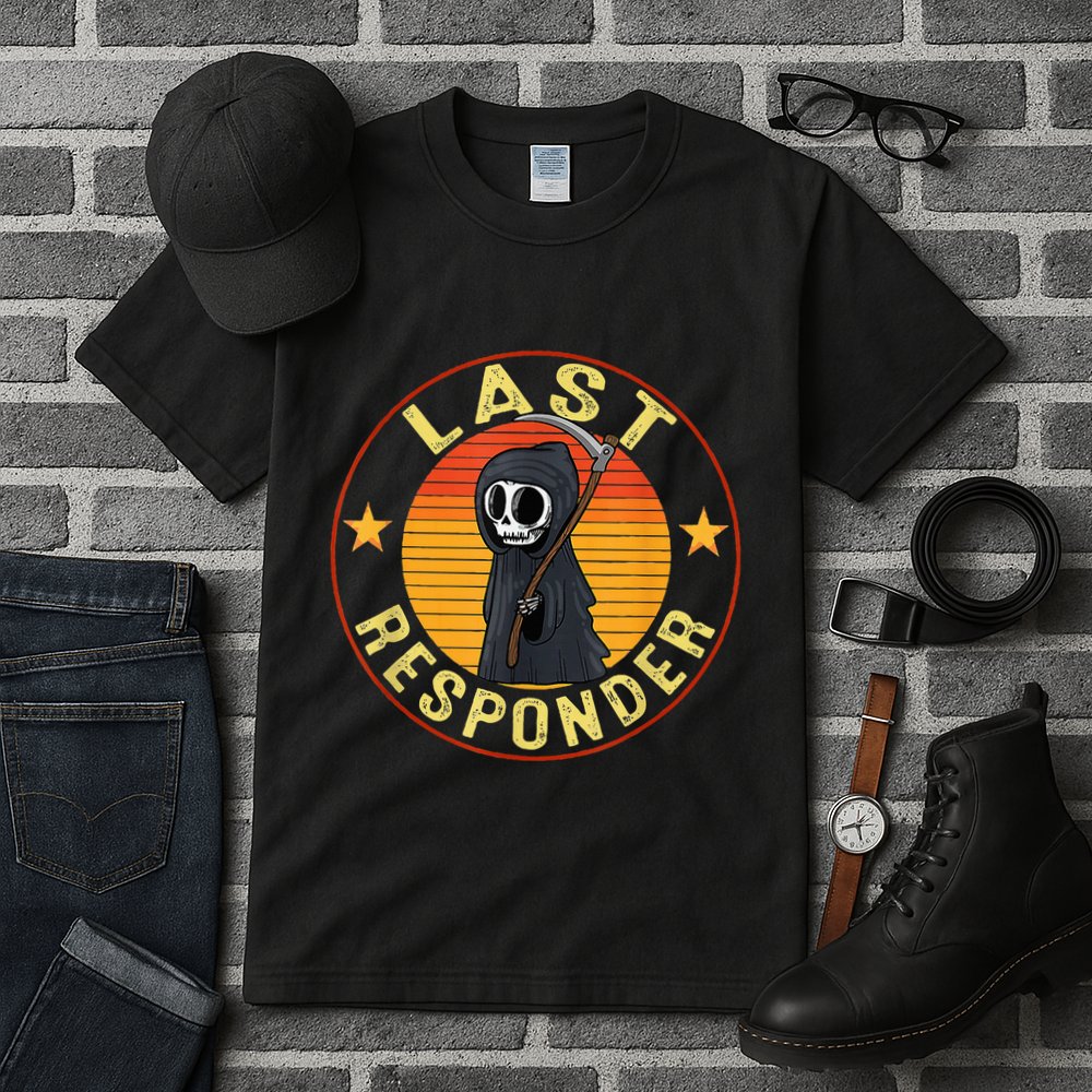 Grim Reaper Funny Dark Meme Mortician Last Responder Vintage Tall T-Shirt