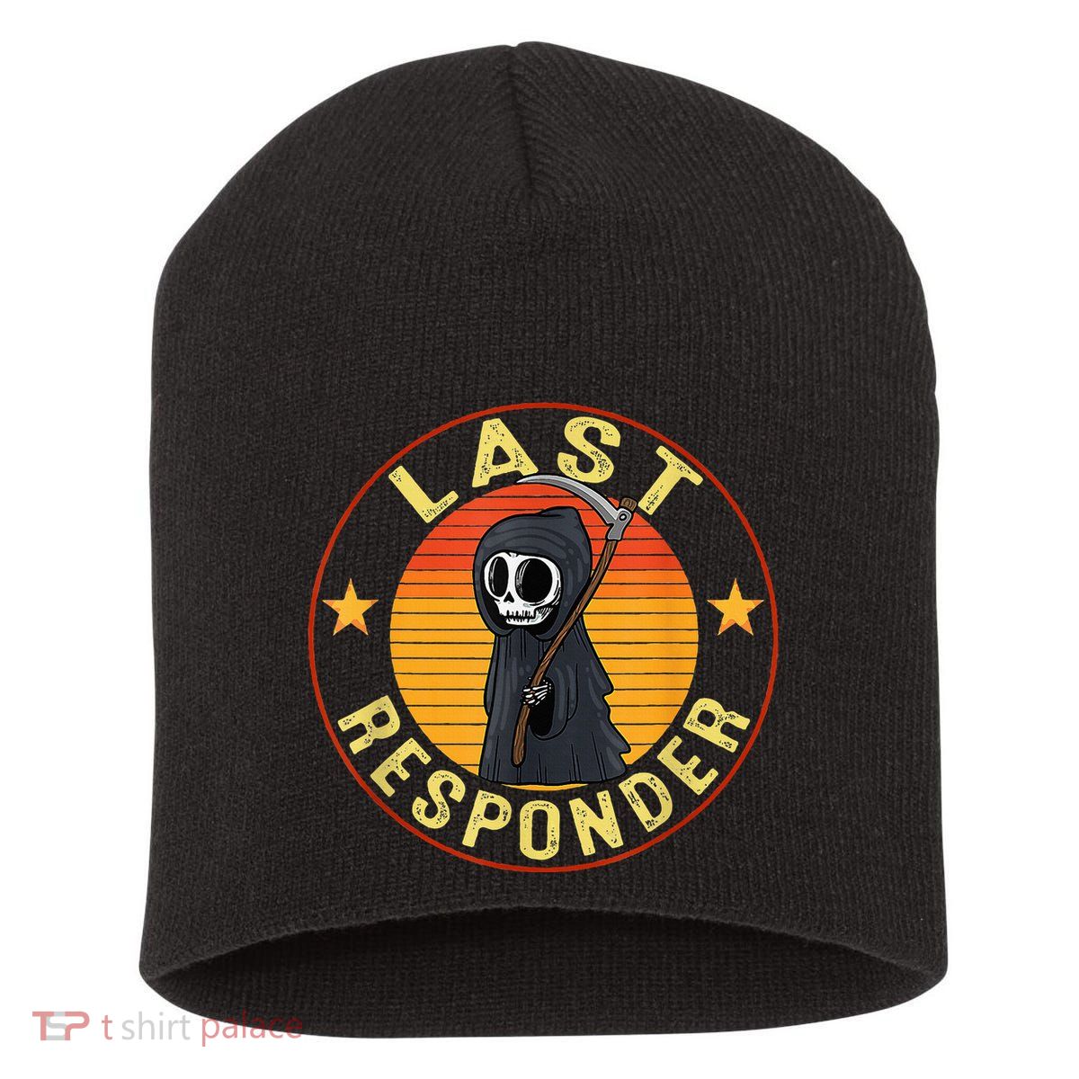 Grim Reaper Funny Dark Meme Mortician Last Responder Vintage Short Acrylic Beanie