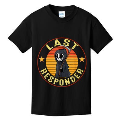 Grim Reaper Funny Dark Meme Mortician Last Responder Vintage Kids T-Shirt