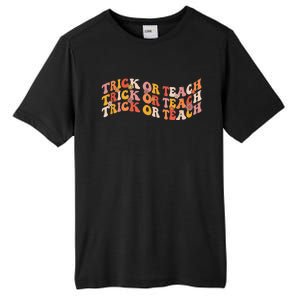 Groovy Retro Floral Halloween Trick or Teach Tall Fusion ChromaSoft Performance T-Shirt