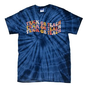 Groovy Retro Floral Halloween Trick or Teach Tie-Dye T-Shirt