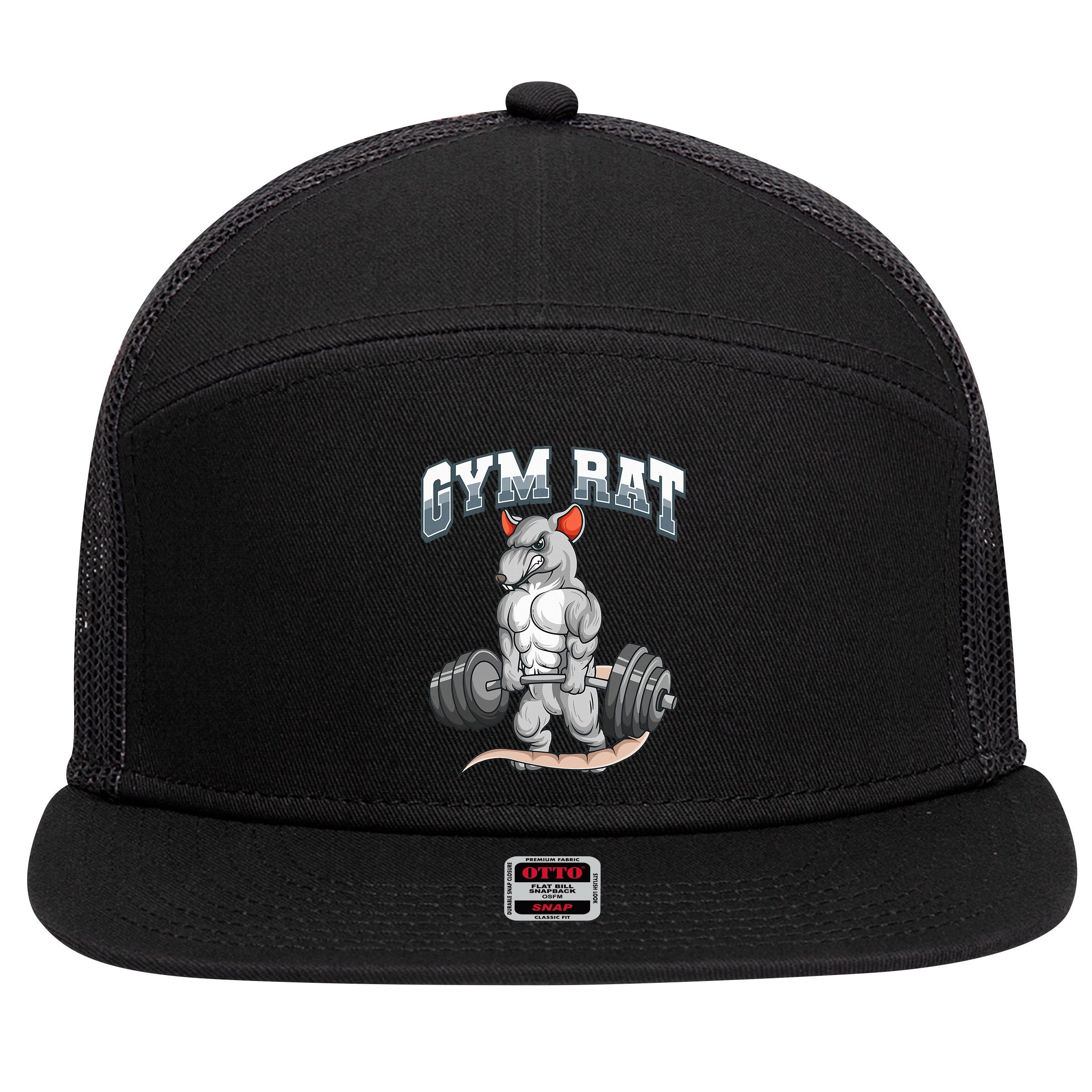 Gym Rat Fitness Bodybuilding 7 Panel Mesh Trucker Snapback Hat