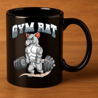 Gym Rat Fitness Bodybuilding 11oz C Handle Ceramic Mug