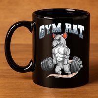 Gym Rat Fitness Bodybuilding 11oz C Handle Ceramic Mug