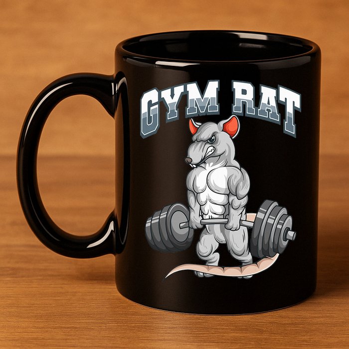 Gym Rat Fitness Bodybuilding 11oz C Handle Ceramic Mug