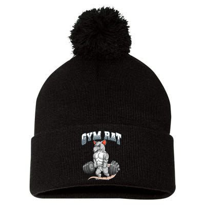 Gym Rat Fitness Bodybuilding Pom Pom 12in Knit Beanie