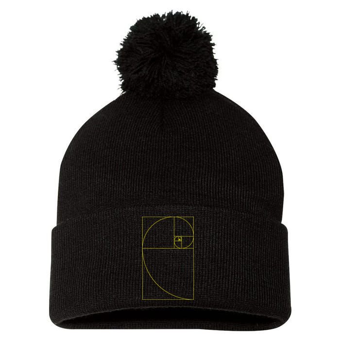 Golden Ratio Fibonacci Sequences Pom Pom 12in Knit Beanie