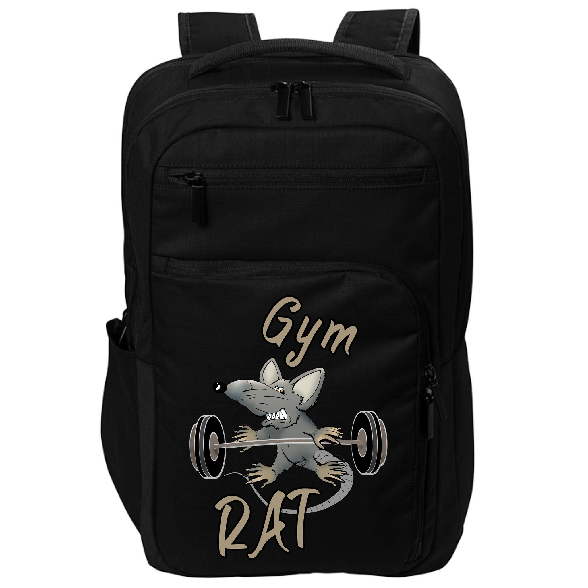 Gym RAT Fitness Barbell Motivational Workout Impact Tech Backpack