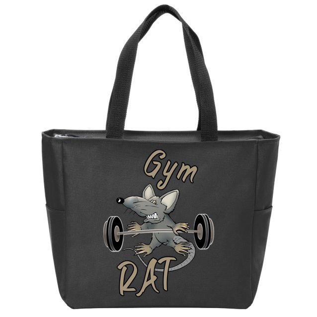 Gym RAT Fitness Barbell Motivational Workout Zip Tote Bag