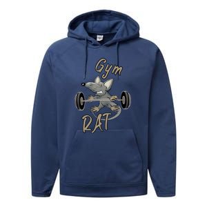 Gym RAT Fitness Barbell Motivational Workout Performance Fleece Hoodie