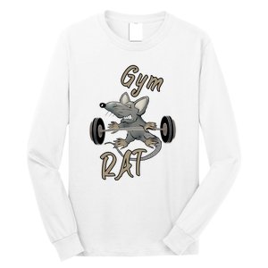 Gym RAT Fitness Barbell Motivational Workout Long Sleeve Shirt