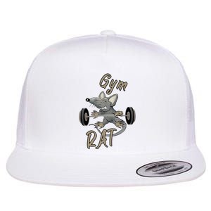 Gym RAT Fitness Barbell Motivational Workout Flat Bill Trucker Hat