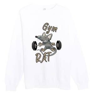 Gym RAT Fitness Barbell Motivational Workout Premium Crewneck Sweatshirt