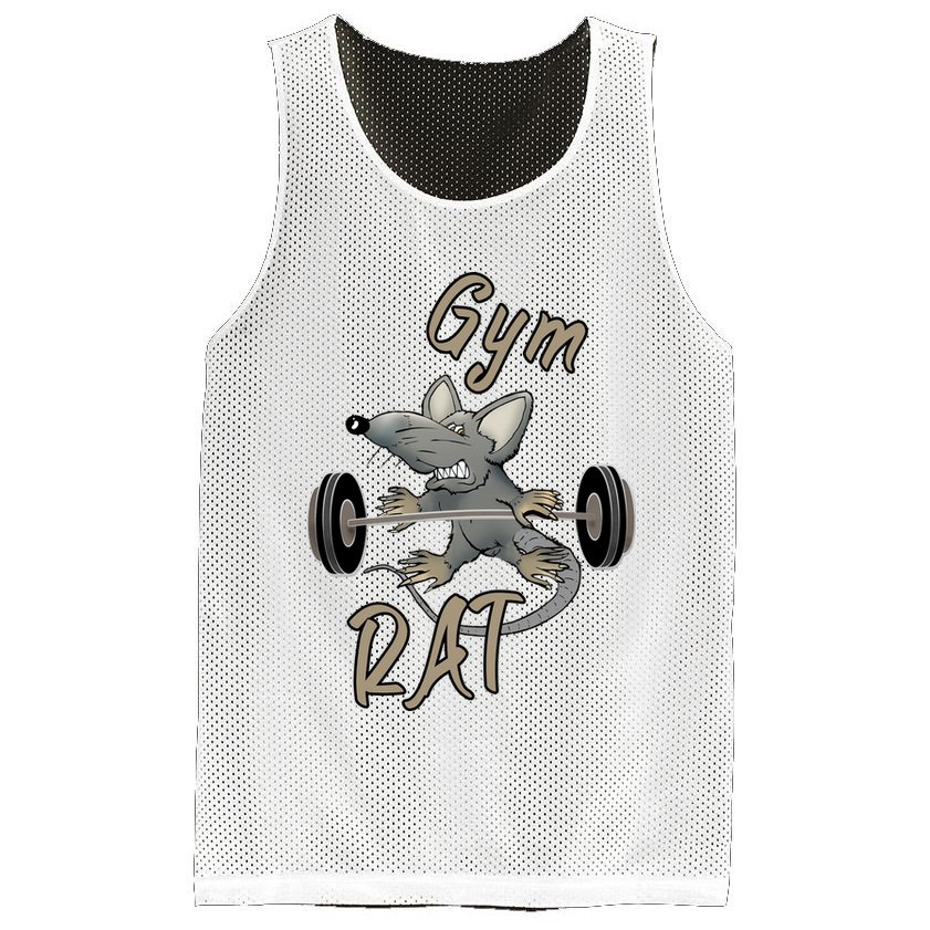 Gym RAT Fitness Barbell Motivational Workout Mesh Reversible Basketball Jersey Tank