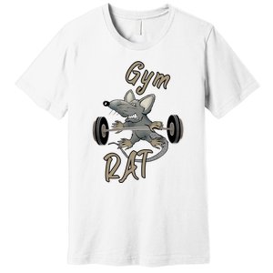 Gym RAT Fitness Barbell Motivational Workout Premium T-Shirt