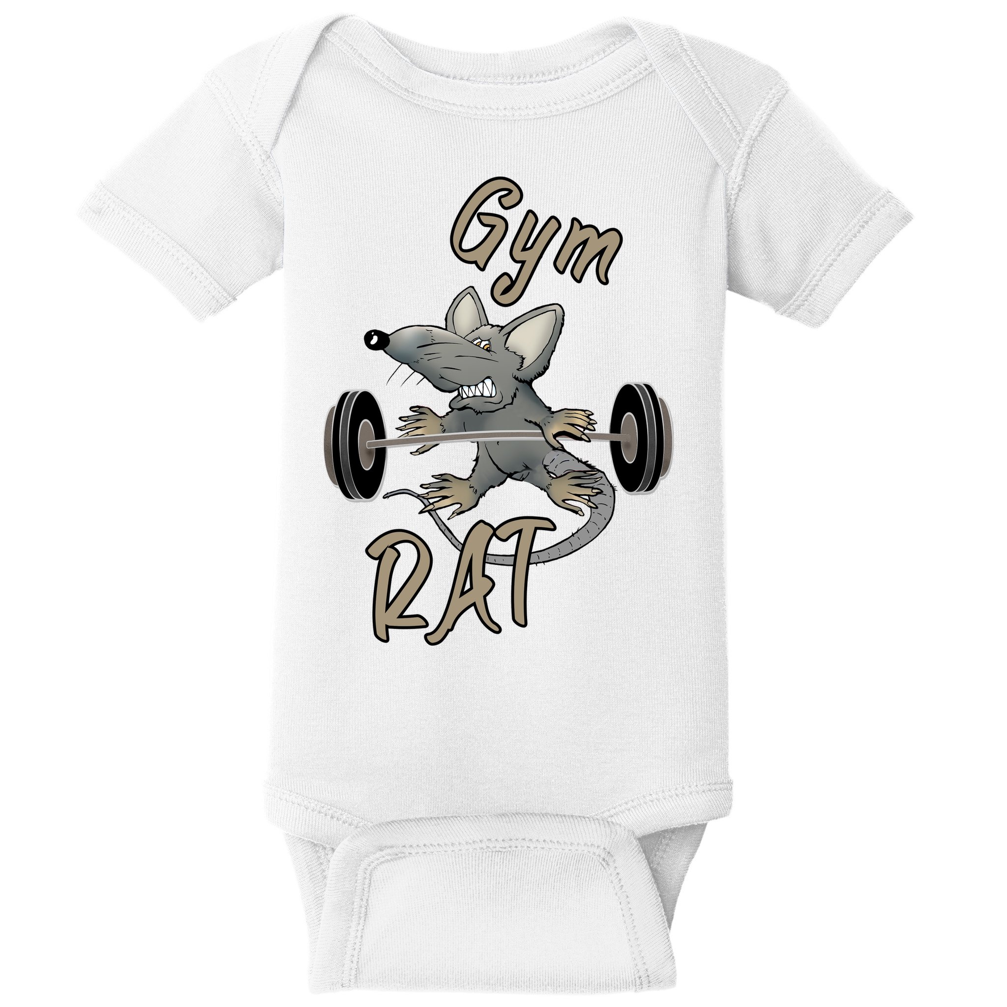 Gym RAT Fitness Barbell Motivational Workout Baby Bodysuit