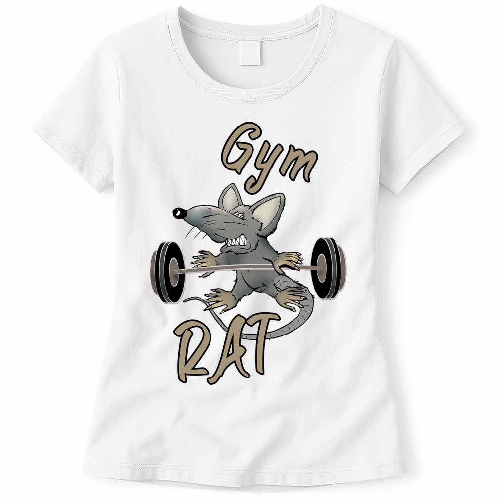 Gym RAT Fitness Barbell Motivational Workout Womens T-Shirt