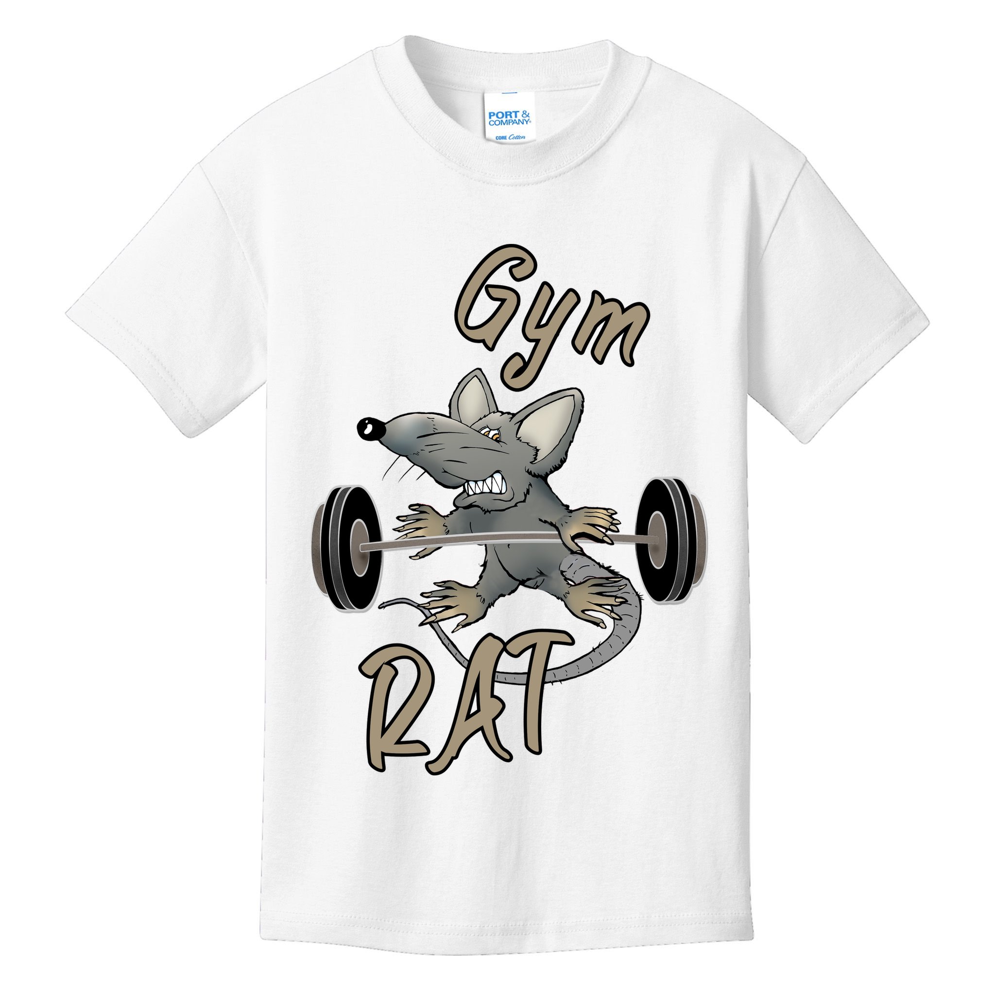 Gym RAT Fitness Barbell Motivational Workout Kids T-Shirt